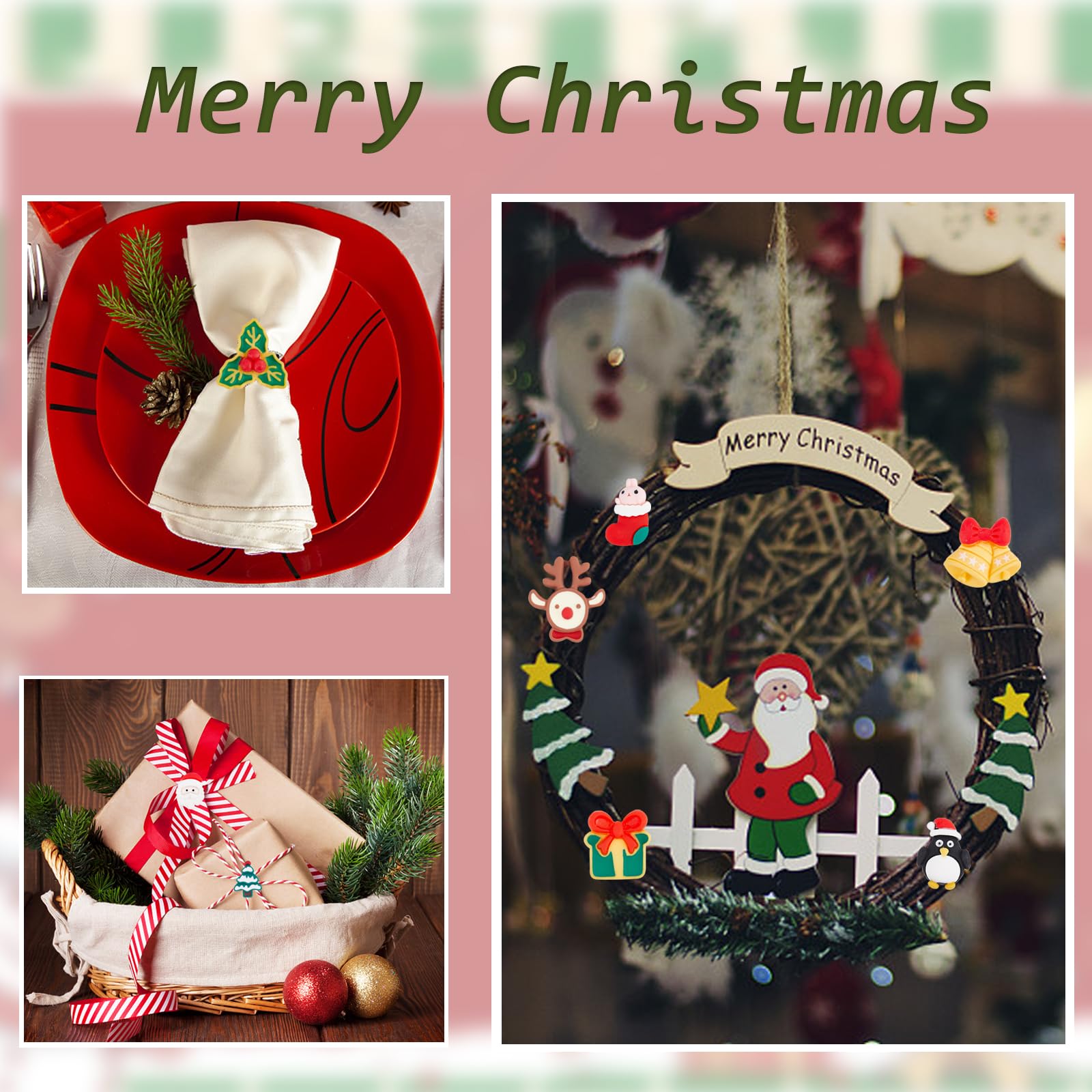 40-teiliges Set Weihnachts-Cabochons – 10 Verschiedene Motive (Schneemann, Elch, Weihnachtsbaum…) – Für DIY, Schmuck & Deko