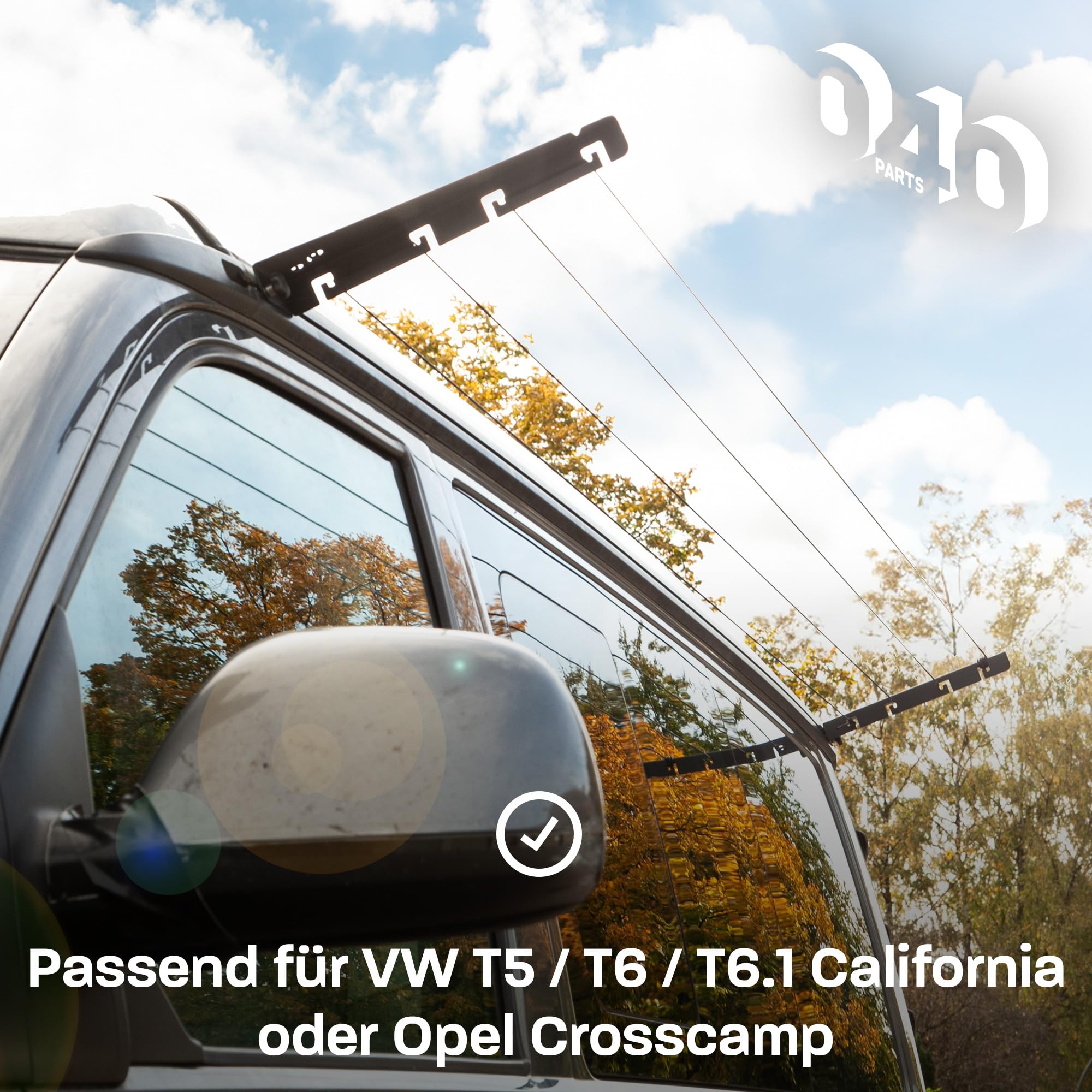 Wäscheleine für VW T5, T6, T6.1 und Opel Crosscamp – Trockne Deine Wäsche direkt am Camper!