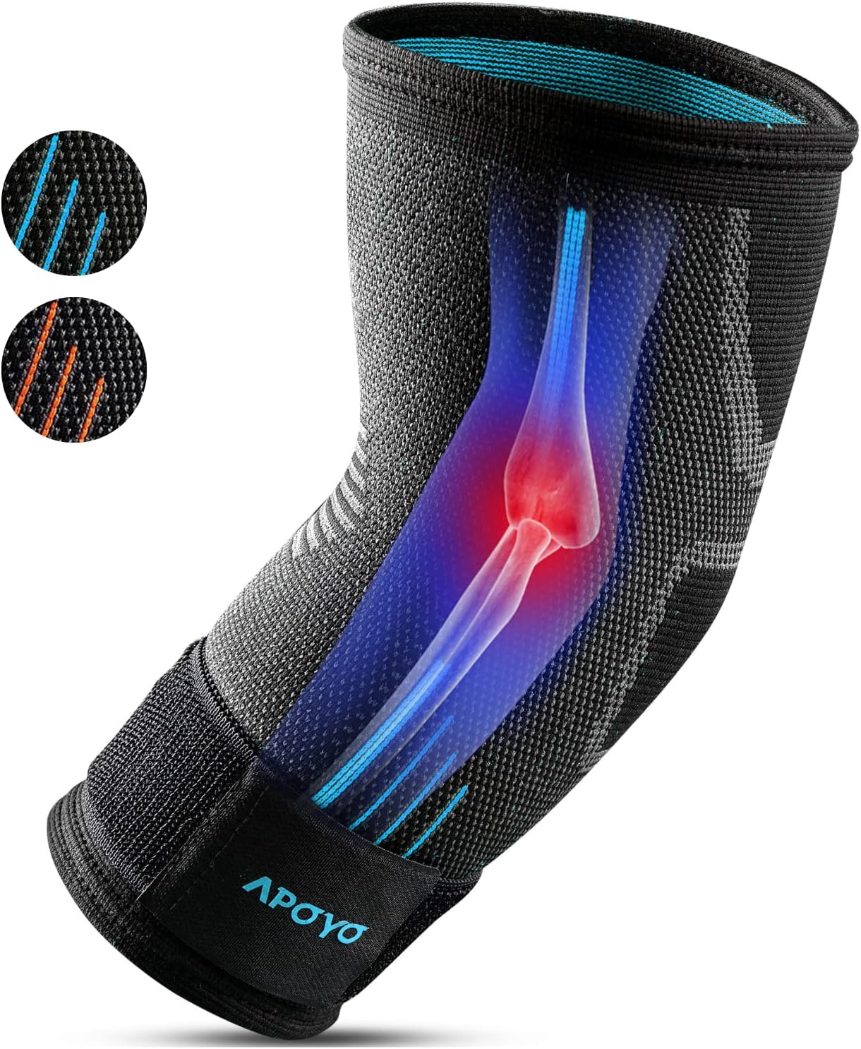 Elbow Brace Compression Support Sleeve for Tendonitis, Tennis Elbow brace, Golf Elbow, Weightlifting, & More, With Adjustable Strap & Bonus Elastic Therapeutic Tape, for Workouts(Large) B