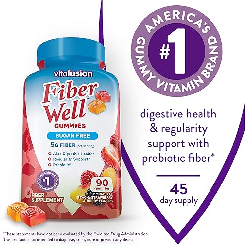 Miniatura 4 de Vitafusion Fiber Well Suplemento de fibra sin azúcar y vitaminas gomosas para adultos para hombres
