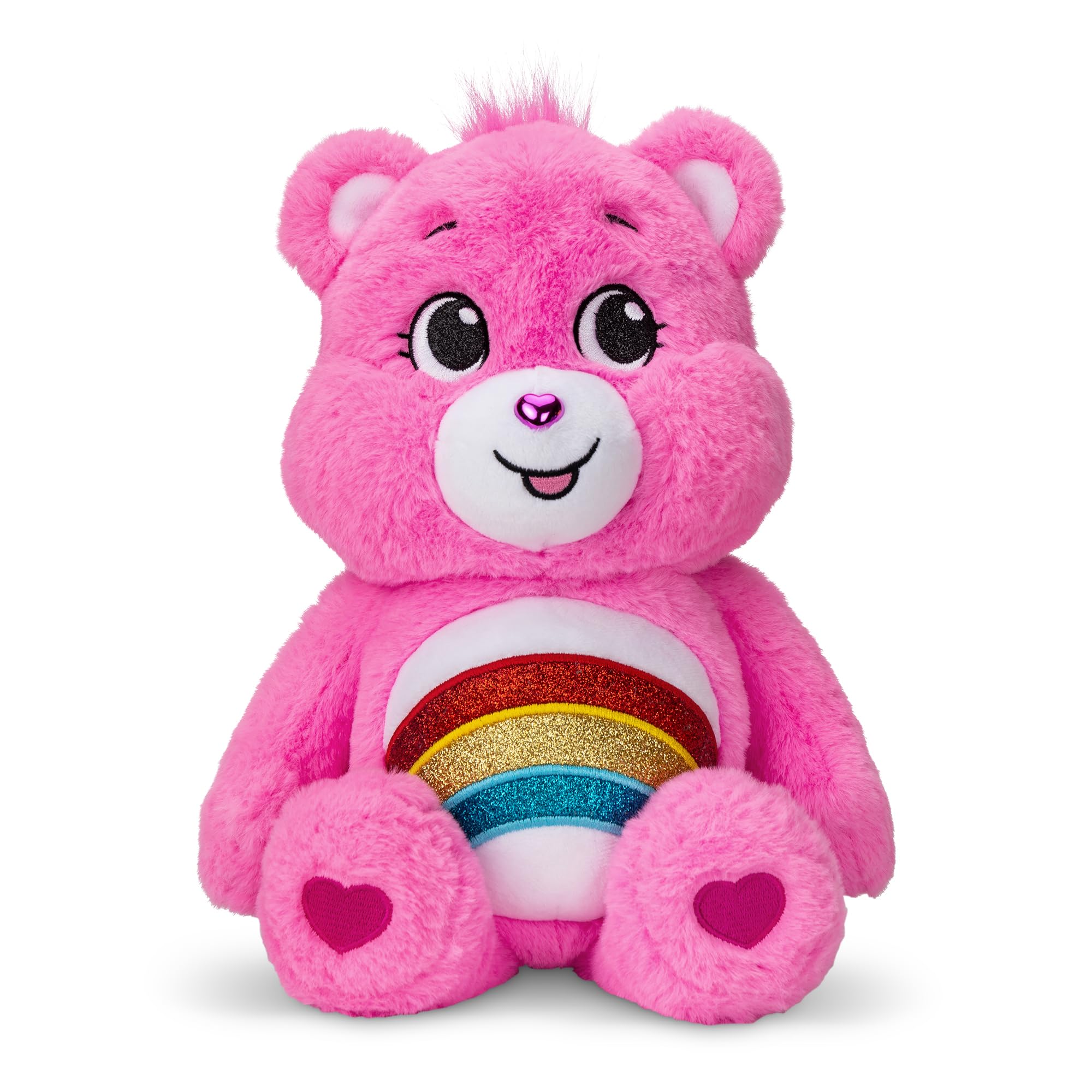 Care Bears | Cheer Bear 35cm Glitter Belly Plush | Collectable Cute Plush Toy, Cuddly Toys for Children, Soft Toys for Girls Boys, Cute Teddies Suitable for Girls and Boys Ages 4 22131