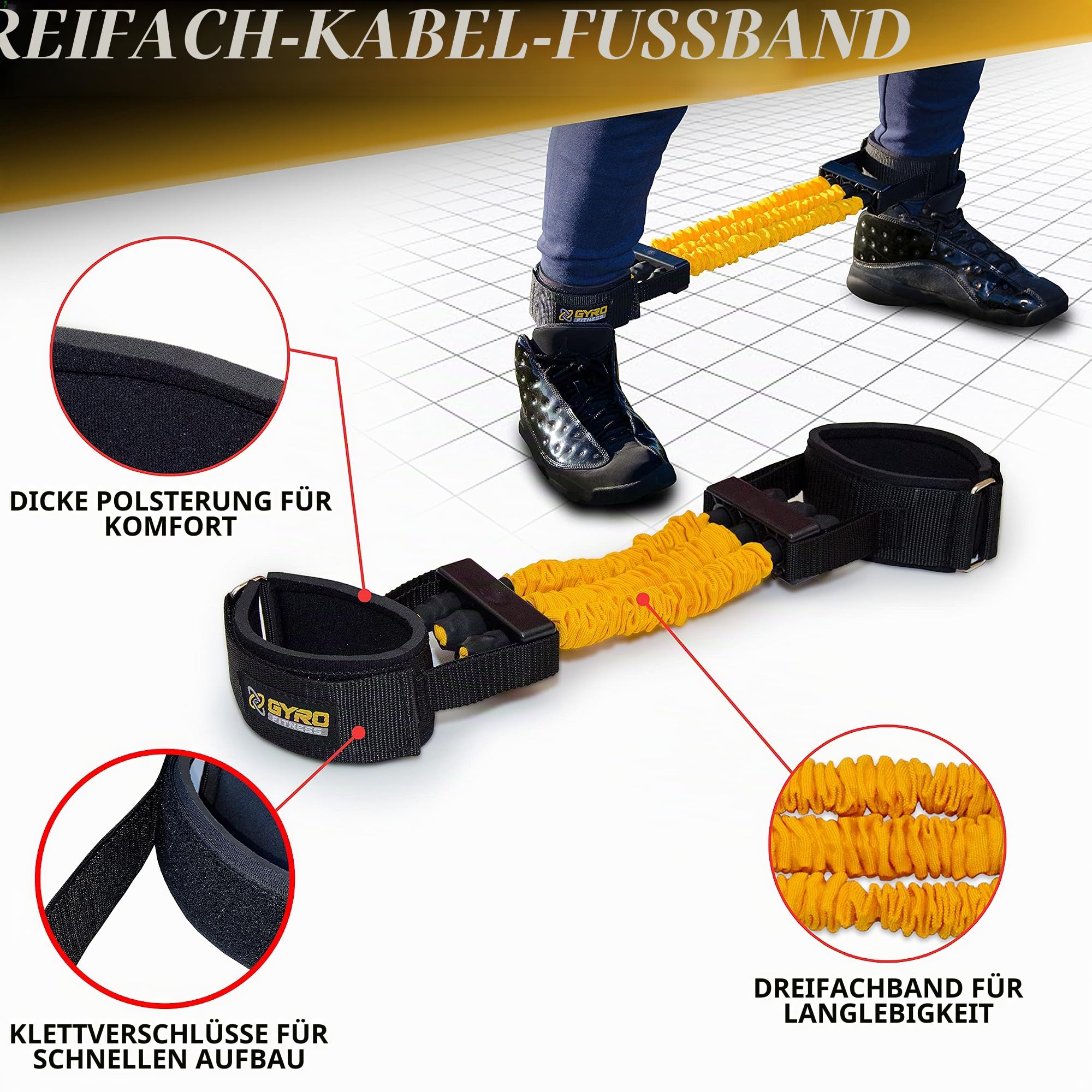 GYRO Fitness | Shadow Boxer Pro | Box-Widerstandsbänder-Set für Schattenboxen, kommt mit Knöchel-Widerstandsbändern mit Manschetten und Knöchelriemen | ideale Ergänzung für Ihre Heimboxausrüstung