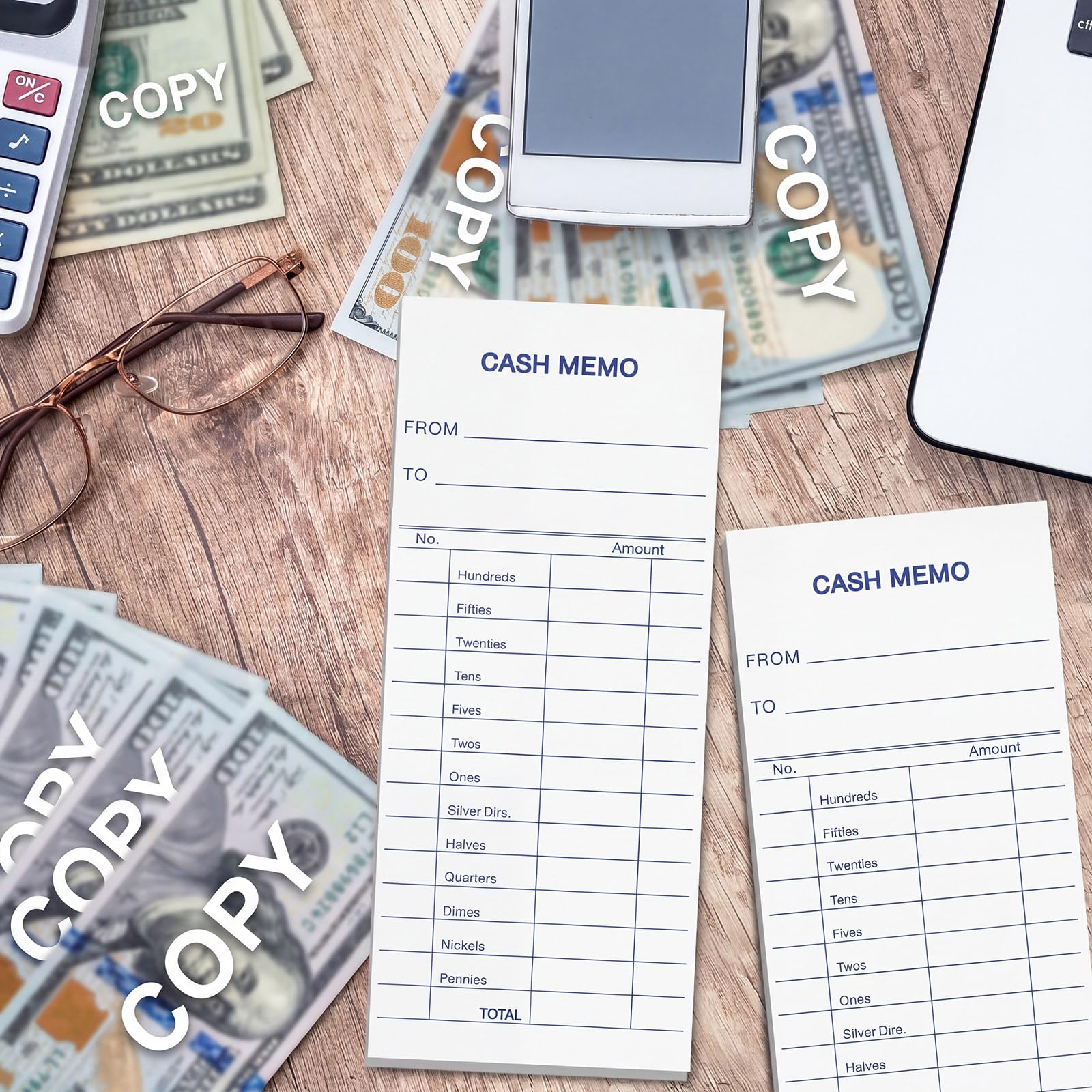 Eaasty 2000 fogli di contanti promemoria 6,9 x 15,7 cm Valuta conteggio monete fogli record conservazione moduli di deposito bancario modulo imbottito Banca contanti sistema di fatturazione pad