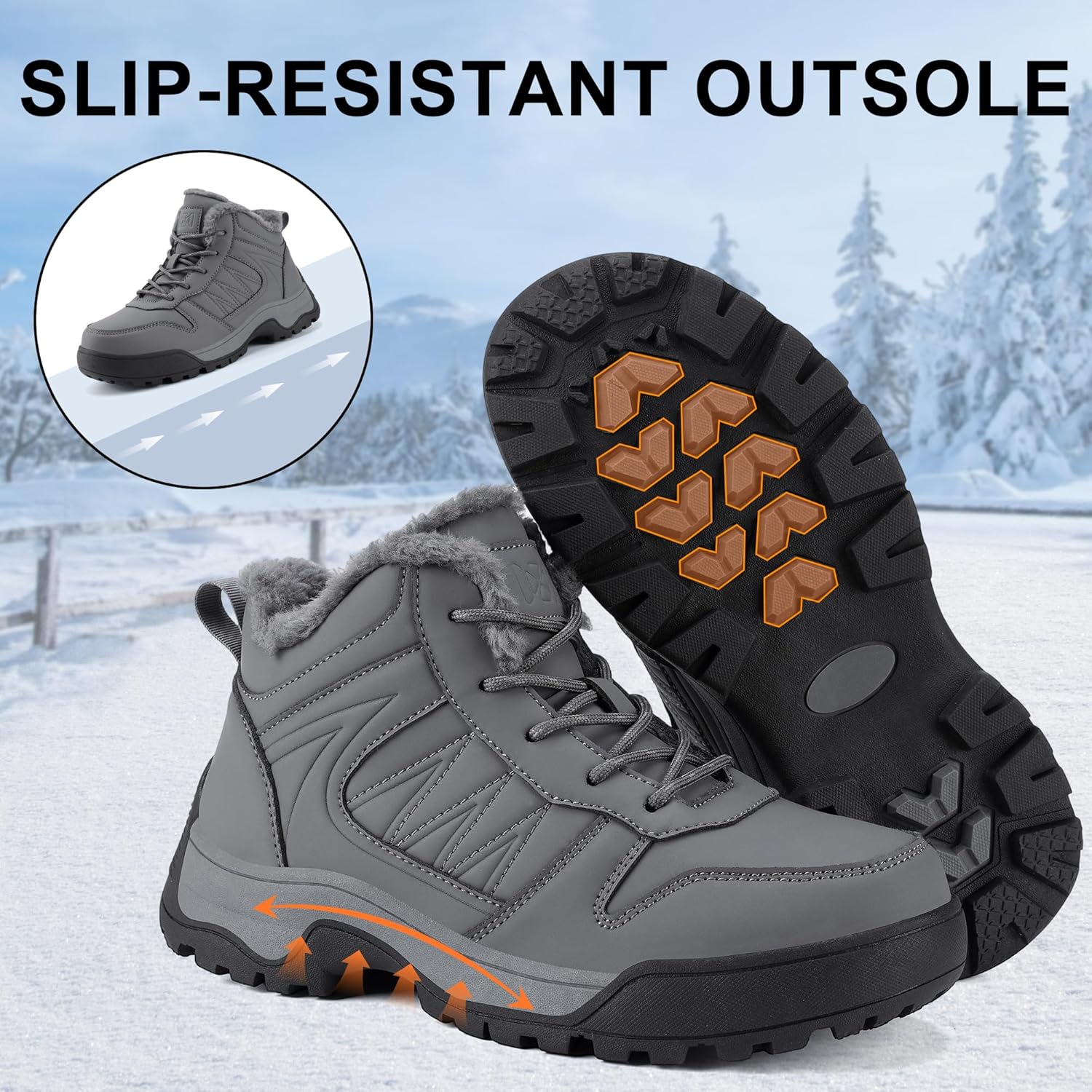 Womens Winter Snow Boot Warm Fur Lined Ankle Snow Boots Lightweight Anti Slip Shoes Water-Resistant Backpacking Hiking Boots - Image 6