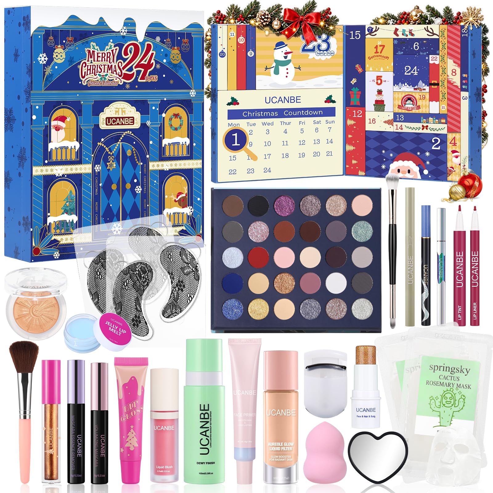 UCANBE 2026 Luxury Makeup Advent Calendar, 24-Day Christmas Full-Size Beauty Gift Set for…