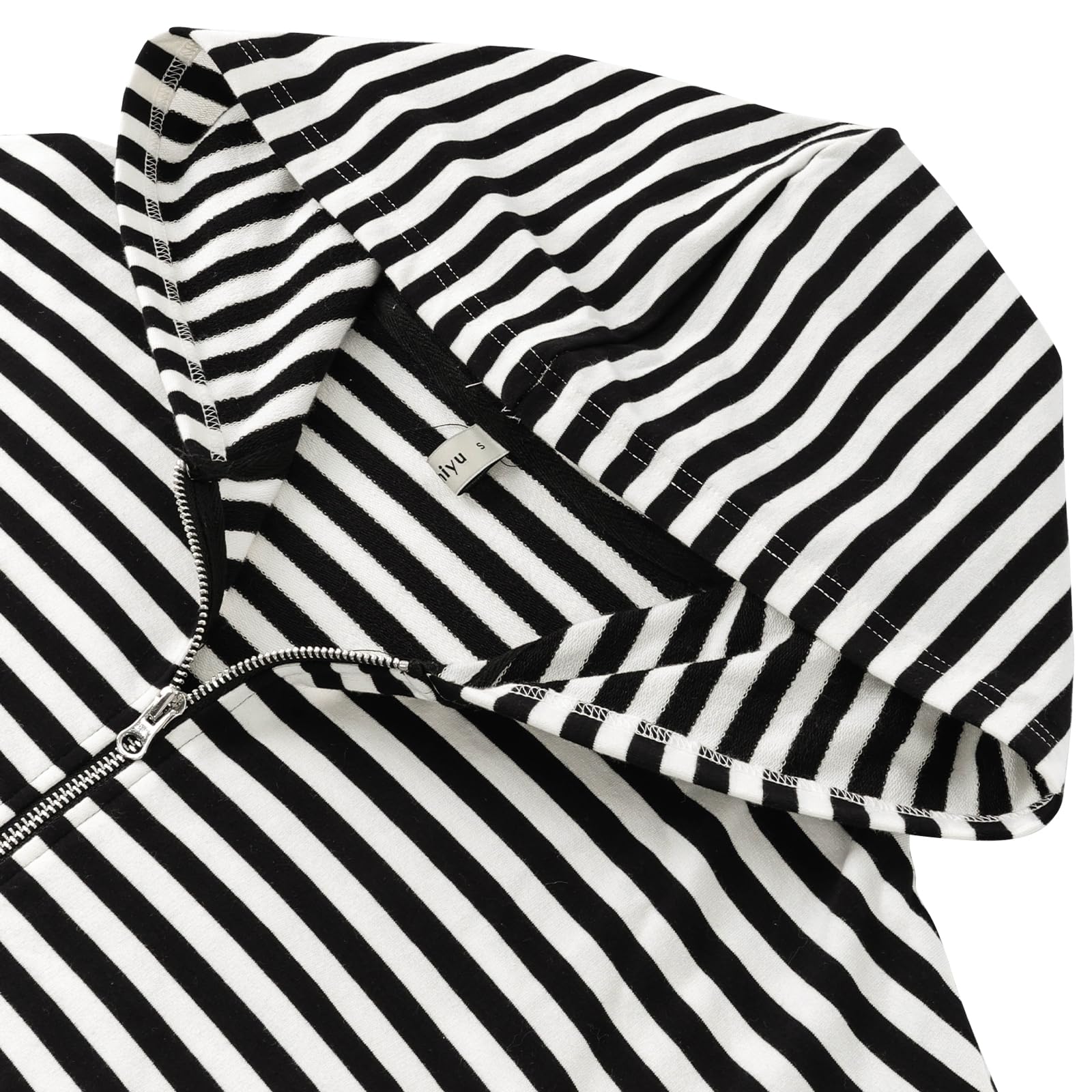 Amazhiyu Felpe con cappuccio a righe da donna UK, giacca oversize a maniche lunghe con cerniera intera, abbigliamento primaverile con cappuccio a righe S-XL