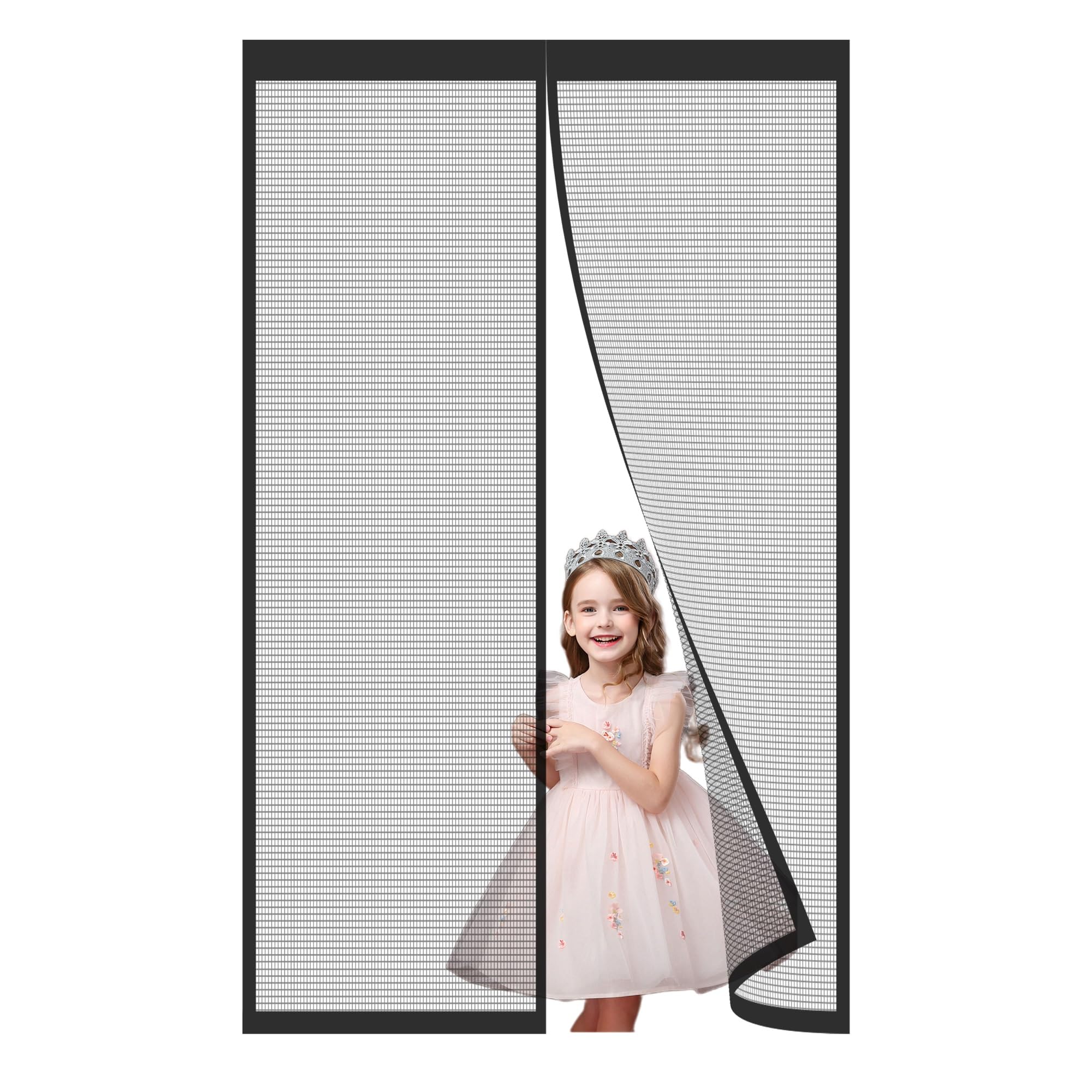 MagnéTique Moustiquaire Fenêtre 240x190cm Fermeture Automatique Moustiquaire Porte AimantéE Animaux AcceptéS pour Porte d Entrée Intérieur/Patio Noir