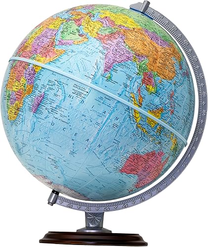 Replogle Estudiante fácil de montar globo educativo clásico del mundo, océano azul, función de relieve elevado, incluye un mapa adicional, fabricado