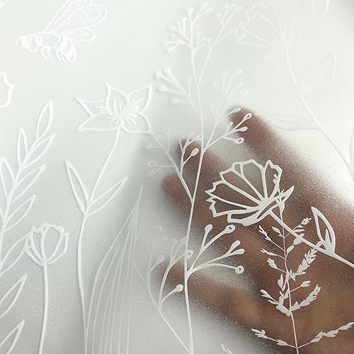 Miniatura 8 de ChicSkin Lámina de privacidad esmerilada de color blanco puro, calcomanías de vidrio adhesivas estáticas extraíbles para puerta de ventana de