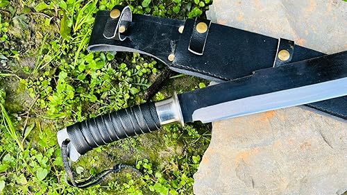Miniatura 5 de Machete Jungle de 18" - Cuchillos de acero de alto carbono de espiga completa - Kukri de acero de alto carbono - Hoja de equilibrio de agua templada