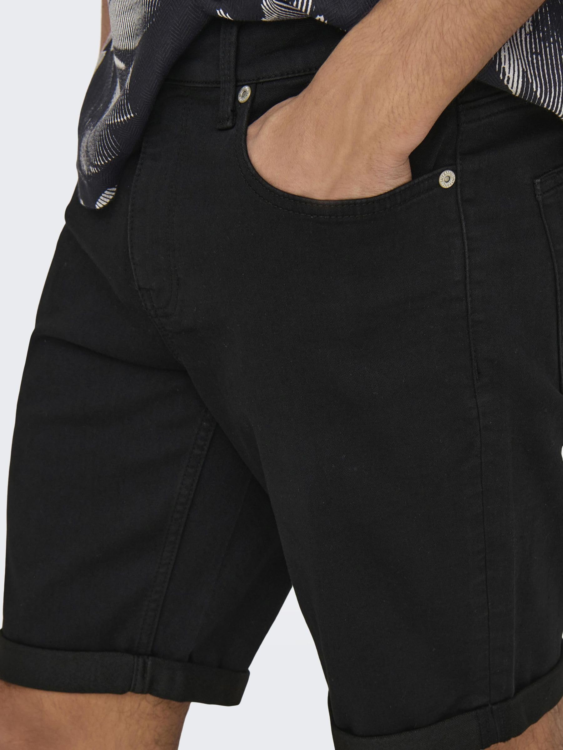 Only & Sons Onsply Jog Blk 0280 Pim Dnm Shorts Noos - Szorty jeansowe Mężczyźni