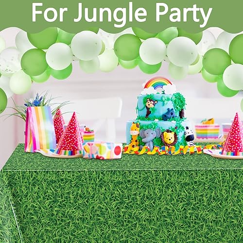 Miniatura 6 de Mepase Mantel de césped en rollo de césped verde de 54 pulgadas x 100 pies, mantel con caja de corte para decoración rectangular de fútbol,