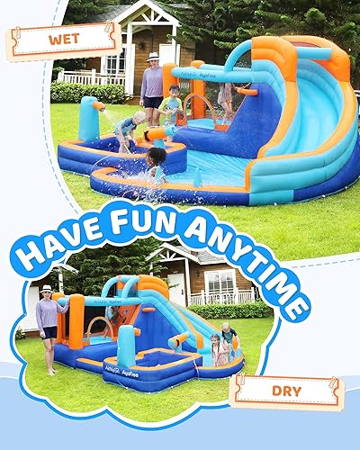 Miniatura 4 de AirMyFun Tobogán acuático inflable con tobogán curvo y piscina de bolas  Centro de juego acuático para niños al aire libre e interior para patio