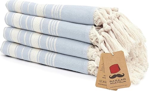 Vista 18 de Bazaar Anatolia - Juego de 4 toallas de mano turcas 39" x 19" - Toalla decorativa turca para baño, 100% algodón, cocina, cara, cabello, té, paño