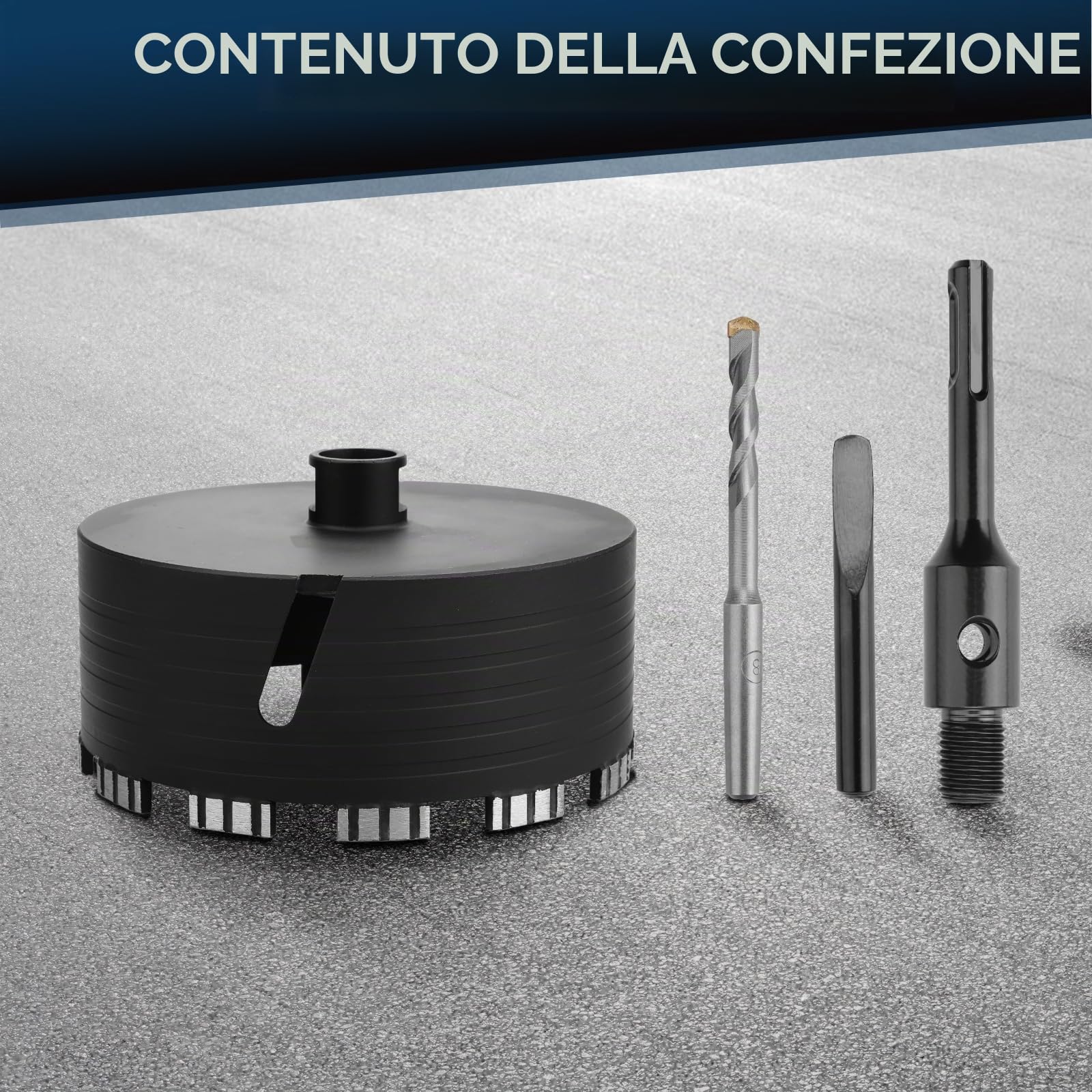 Corona da 162 mm con attacco M16, adattatore SDS Plus, 110 mm, per muratura, arenaria calcarea, mattoni, pietra, put