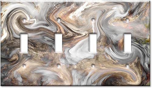 Miniatura 17 de Art Plates - Placa de interruptor de palanca de una sola banda - Placa decorativa de pared de metal para interruptor de luz de 1 cuadrilla - Mármol