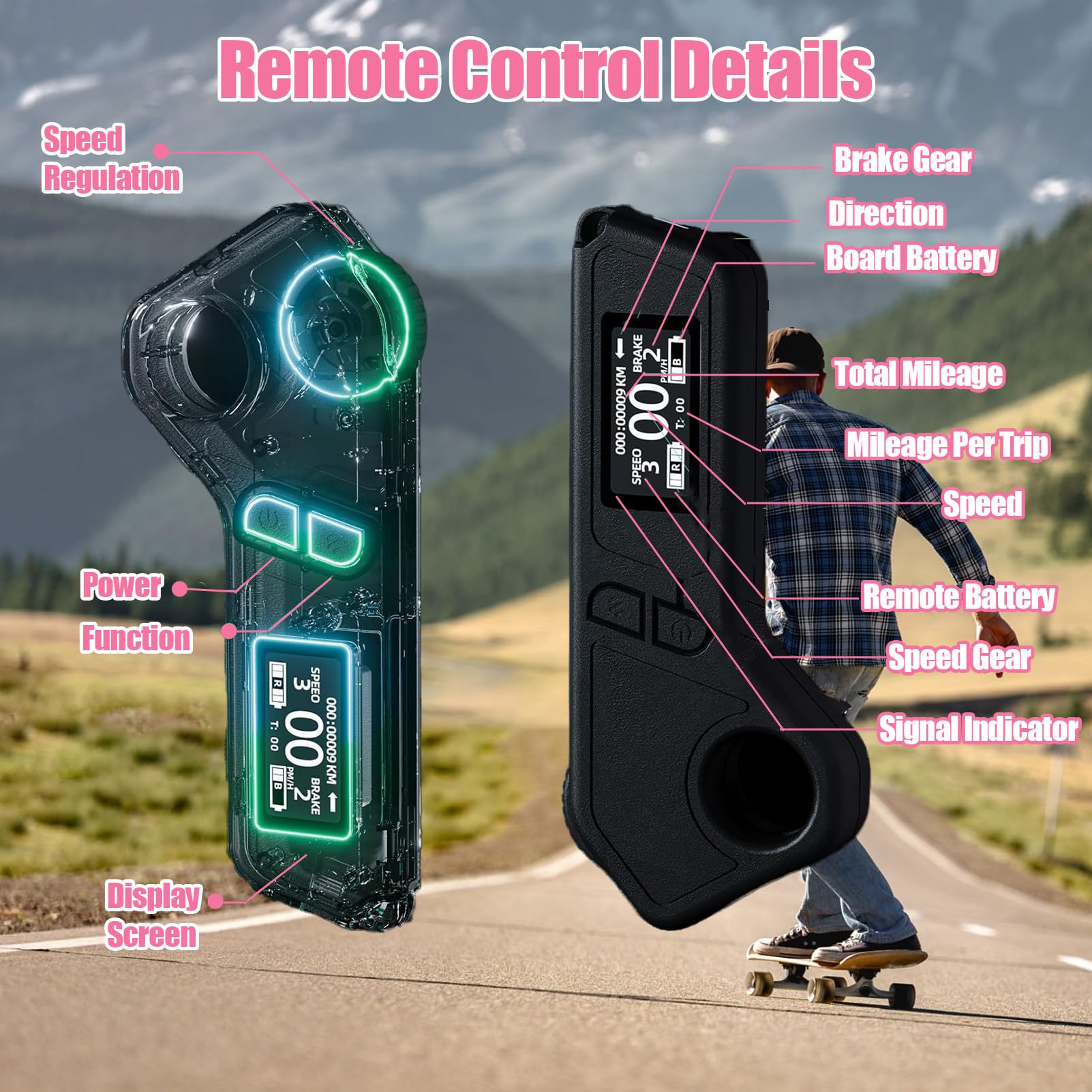 Elektryczna Deskorolka Z Pilotem, Wodoodporna, Longboard, Dojazdy Do Pracy 15 Km, Wodoodporna, ZasięG 8 Km/15 Km/22 Km/30 Km, Dla Dzieci I DorosłYch Black-Single(15km)