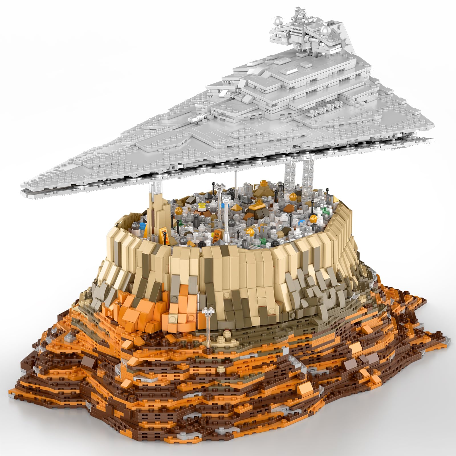 Großes schwebendes Raumschiff-Science-Fiction-Bauset, 5162-teiliger Bausatz für Fortgeschrittene für Erwachsene ab 14 Jahren, detailliertes Stadtdiorama-Display, Sammlergeschenk JG007