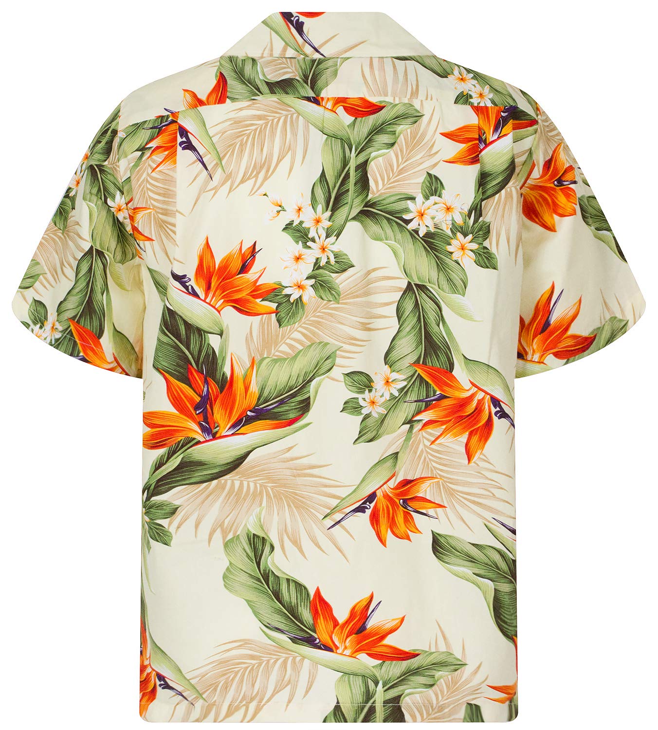 Pacific Legend Original Hawaiihemd Kurzarm Herren Kurzarm Button-Down Front-Tasche Hawaii-Print Strelitzie Blumen Blätter Klassik