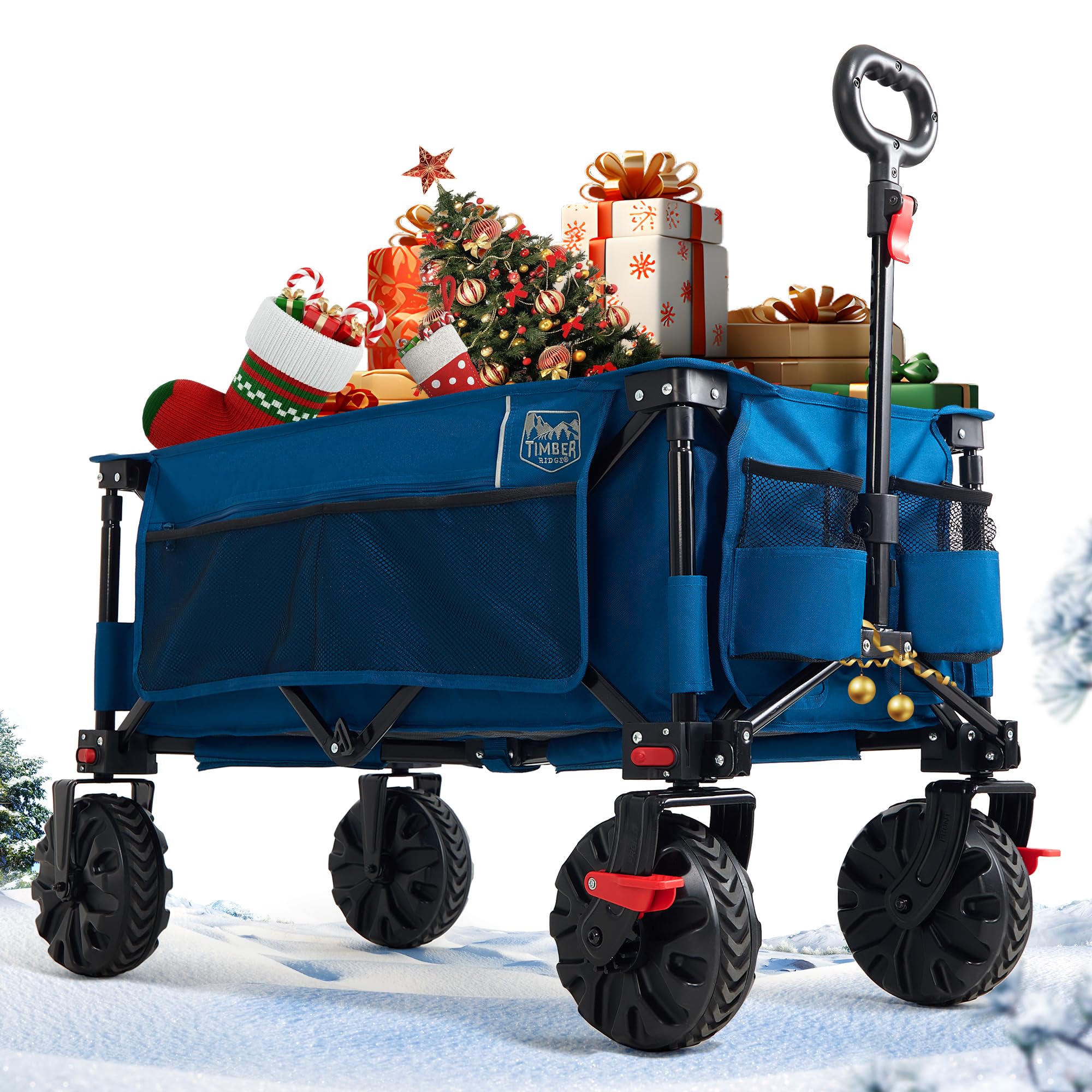Carro Plegable TIMBER RIDGE Con Ruedas Grandes - Capacidad 100kg, Freno, Ideal Para Playa Y Camping