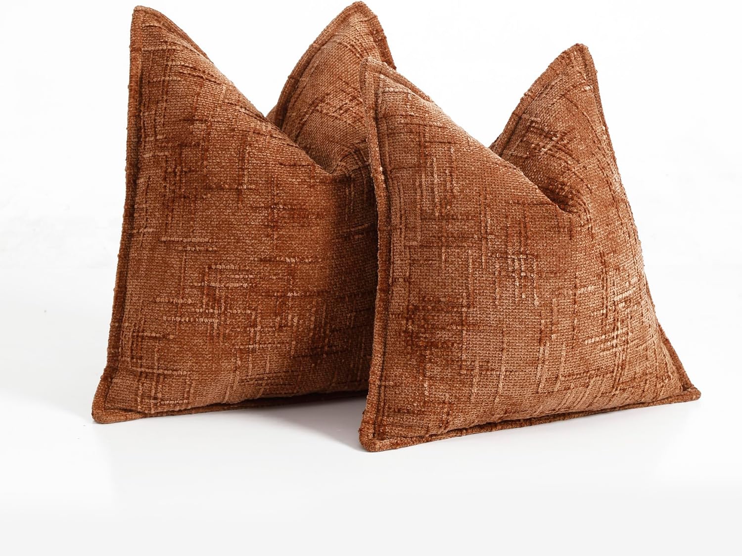 Pack of 2 Throw Pillow Covers 20x20 Inch Decorative Soft Neutral Chenille Pillow Covers Decorative Pillows for Couch Bed Living Room Home Decor,Rust