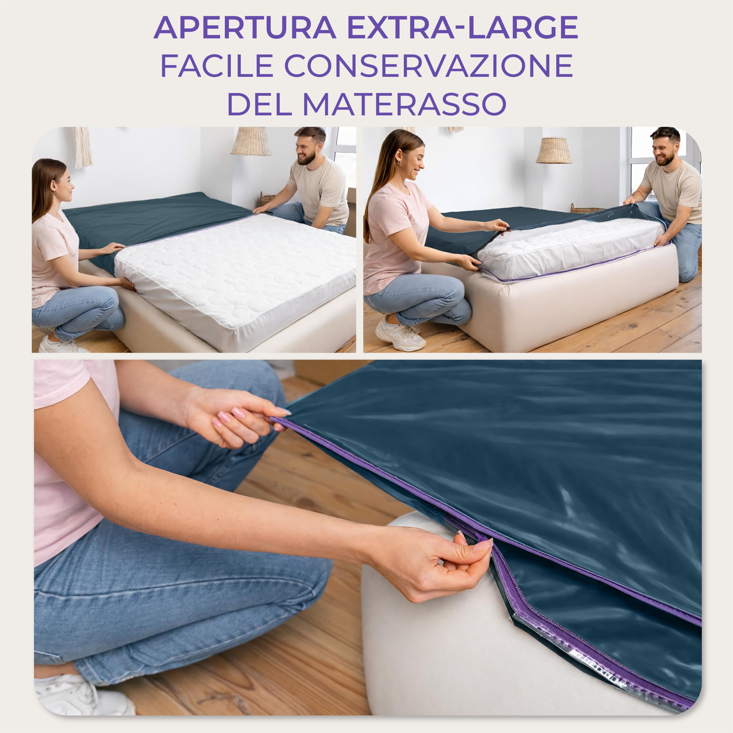 Dreamzie Coprimaterasso in Plastica Opaca 90x200 cm, Custodia Materasso per Trasloco, Stoccaggio e Trasporto con Cerniera (Spessore 30 cm), Resistente Agli Strappi, Set di 2 - 5