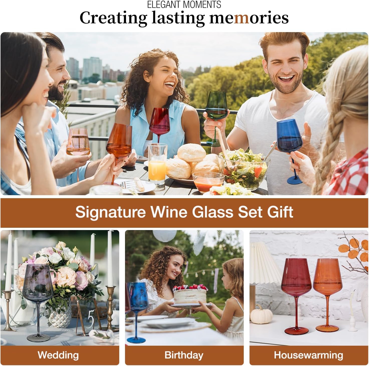 Colored Wine Glasses Set of 6-17oz, Hand Blown Crystal Colorful Wine Glasses with Long Stem,Unique Gift for Wedding, Birthday,Christmas - Image 8