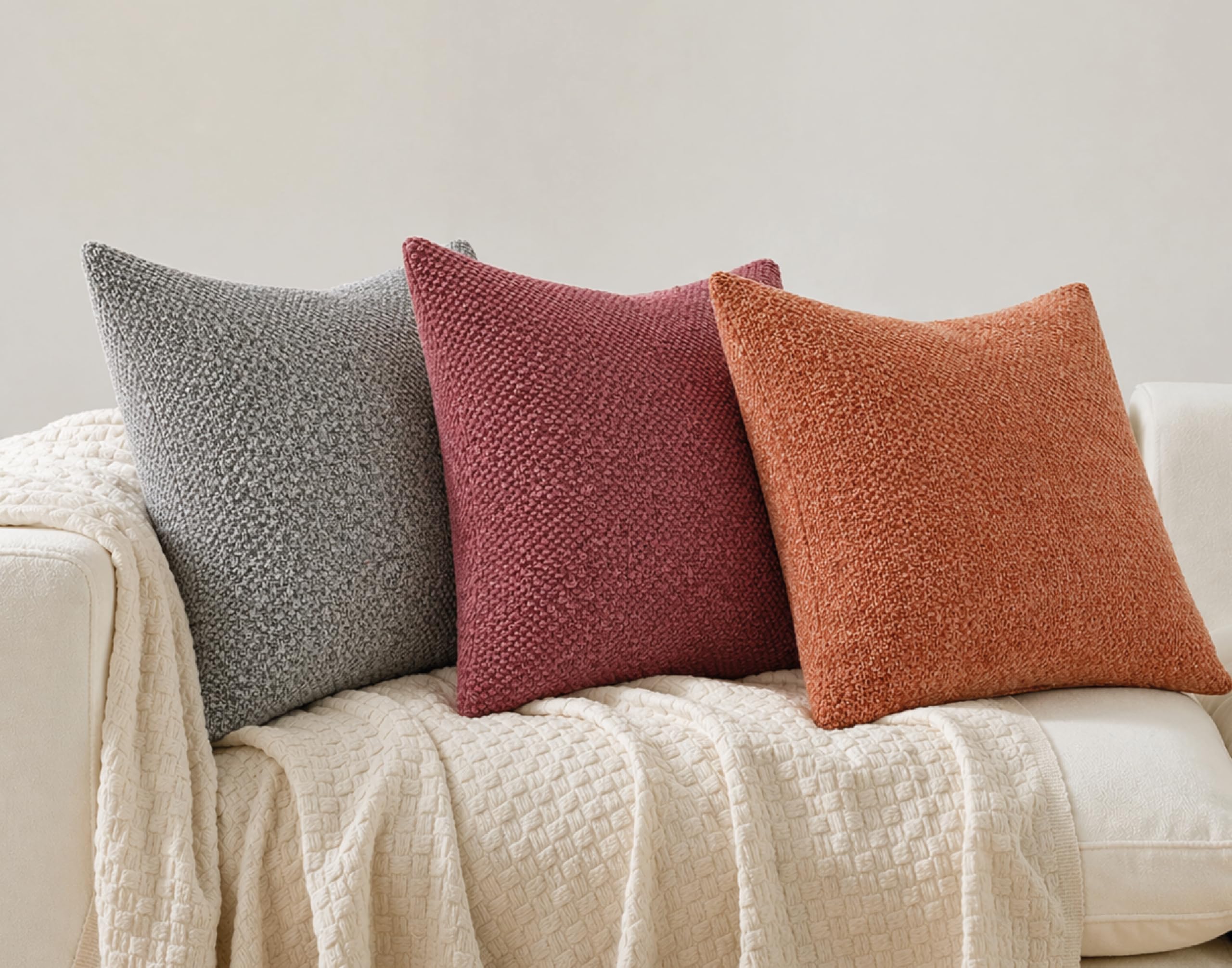 Cojines para Sofa con Relleno de Fibra de Alta Densidad Gris Jaspeada 45 x 45 cm