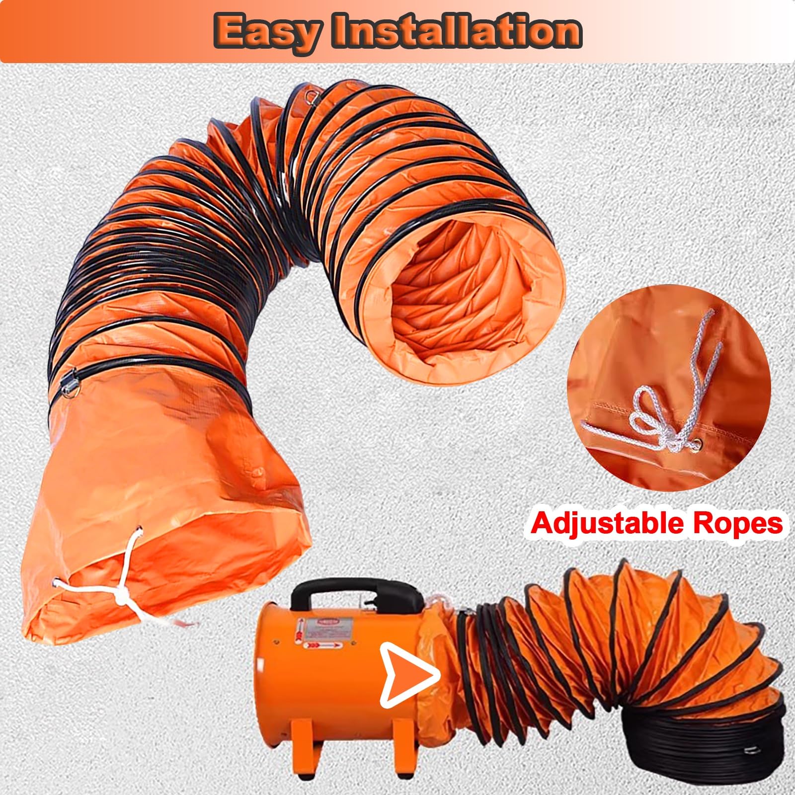 Tubo flessibile in PVC per ventola di scarico del ventilatore, anelli a forma di D per una facile conservazione, tubo di aspirazione dell'aria