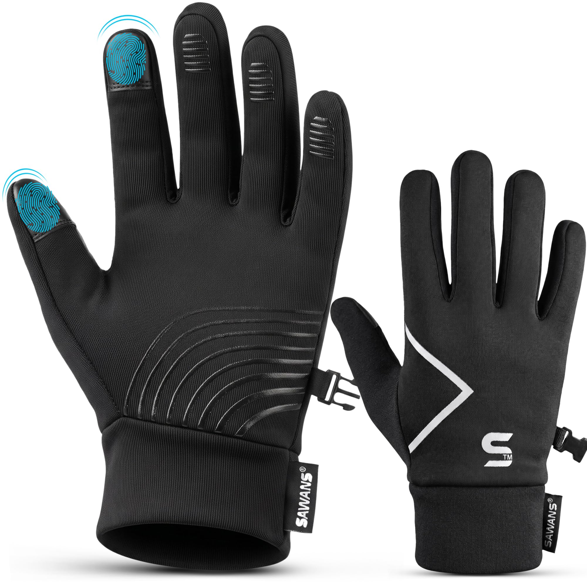SAWANS Winter Cycling Gloves Men Women Touch Screen Anti-Slip Thick Fleece Lined Windproof Outdoor Hiking Driving Gloves