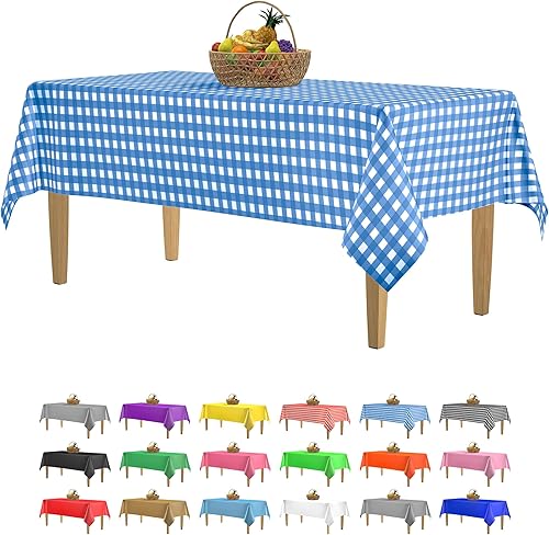 HSGUS Paquete de 14 manteles rectangulares desechables de plástico de alta calidad a cuadros de 54 x 108 pulgadas, manteles desechables para disponible en Yaxa Colombia