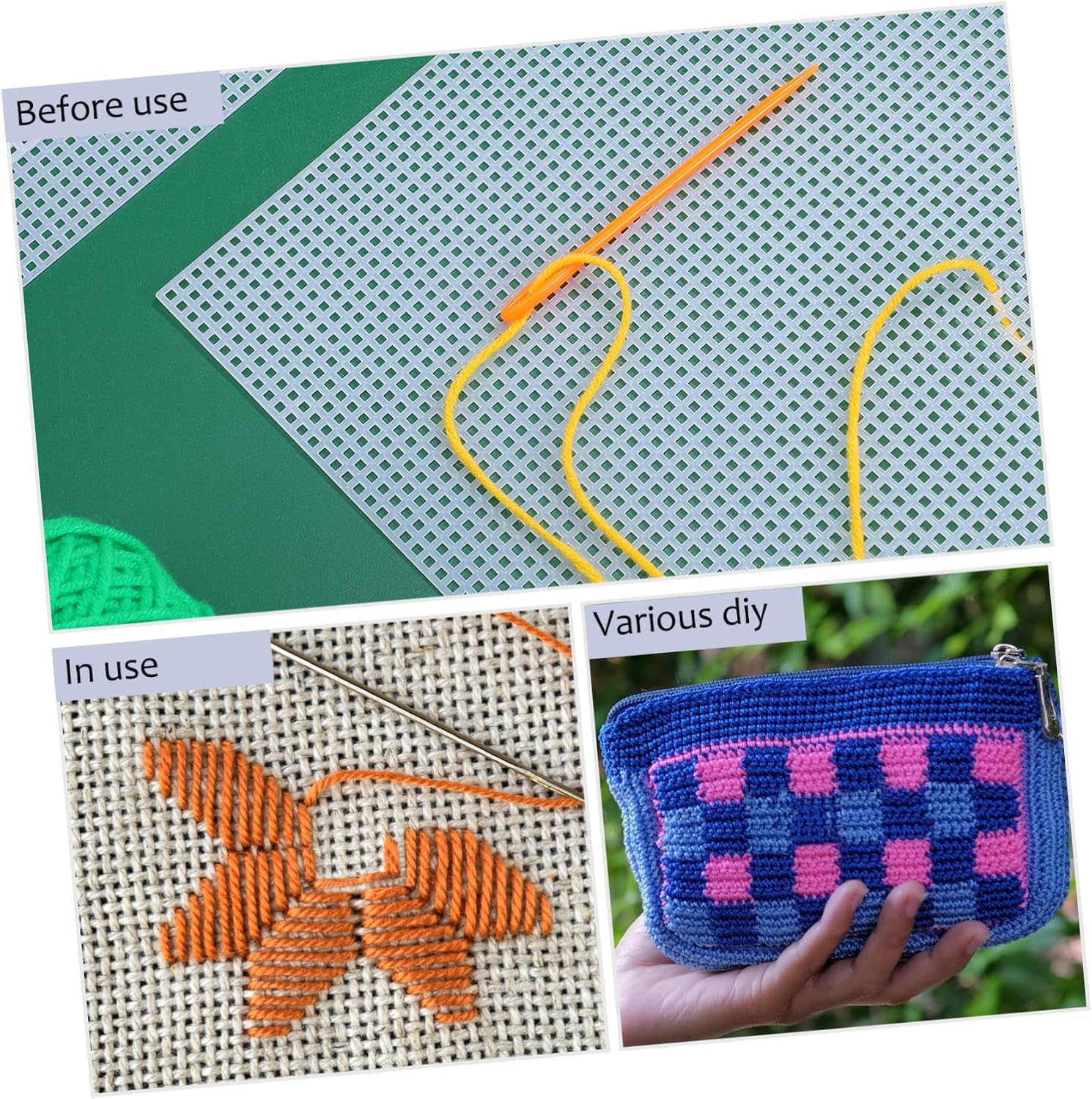 jojofuny 6pcs Plastic Canvas Sheets Blank Craft Mesh for Quilting Sewing Crochet Knitting Mesh Material Sheets