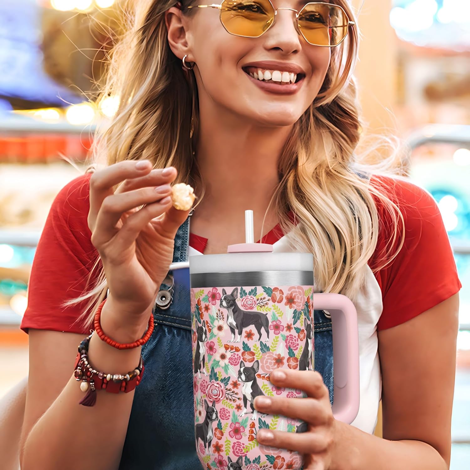 Generic Boston Terrier 30 Oz Insulated Stainless Steel Travel Tumbler With Handle and Straw - Perfect for Coffee, Water, or Travel - Ideal Gift for Women or Men - Image 5