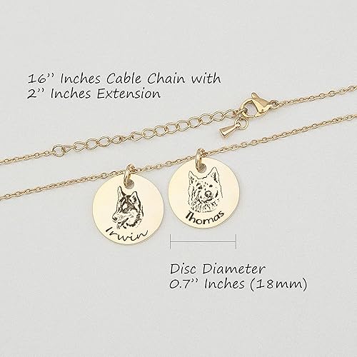Miniatura 3 de Anavia Collar personalizado con retrato de mascotas, regalo de joyería conmemorativa para mascotas, regalo personalizado con disco redondo grabado