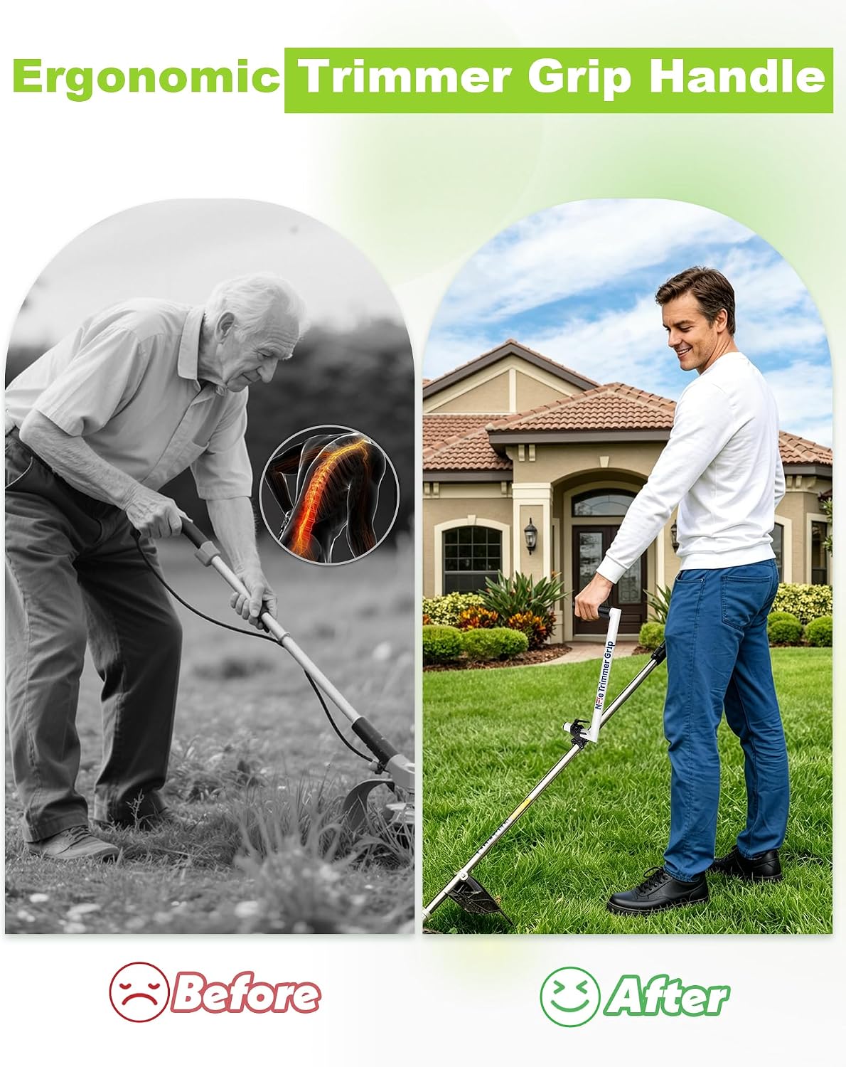 Upgraded Weed Eater Handle, String Trimmer Handle Extension Back Saver, Ergonomic Weed Wacker Grip for Lawn Care, Grass，Landscaping, Yard （17”）