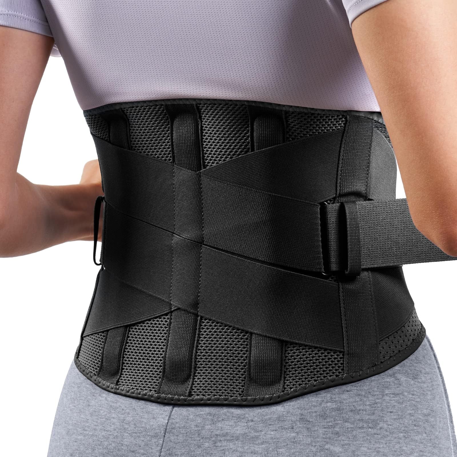 FREETOO Sottile Fascia Lombare Supporto Schiena Per Uomini Donne,Fascia Lombare 0rtopedica Con 5 Sostegno Alleviare L'ernia Del Disco Dalla Sciatica,Cintura Lombare che svolgono lavori pesanti