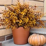 8pack Fall Fake Fern Plants Faux Boston Ferns UV Resistant Greenery for Outdoor Front Porch Artificial Ferns Stems for Indoor Home Porch Garden Window Box Autumn Decor