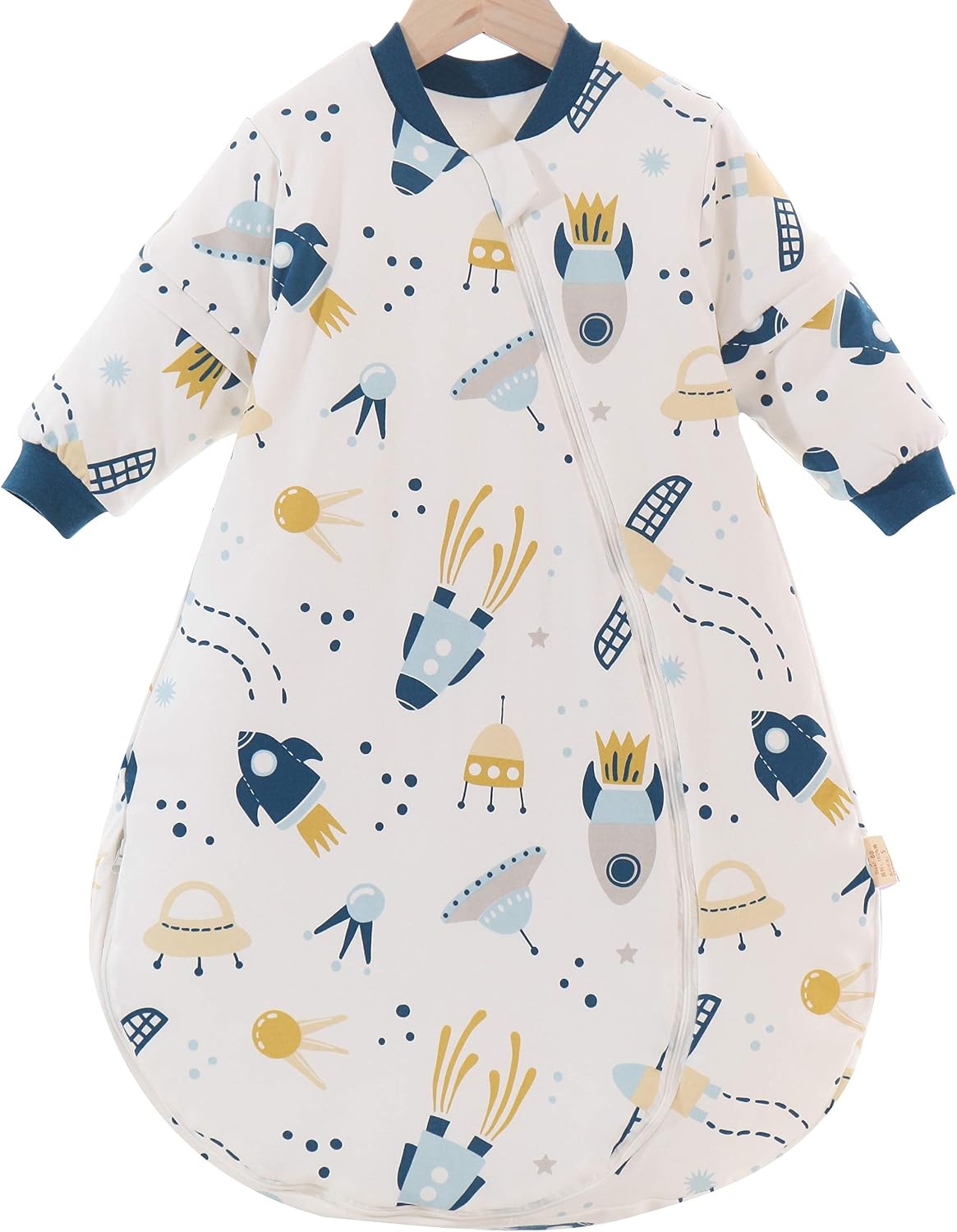Baby Organic Sleeping Bag Autumn Detachable Sleeve Wearable Blanket,Large,65-82℉