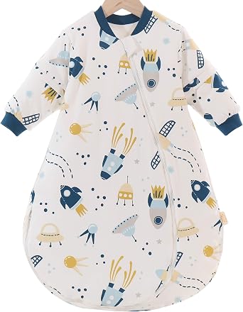 Baby Organic Sleeping Bag Autumn Detachable Sleeve Wearable Blanket,Large,65-82F