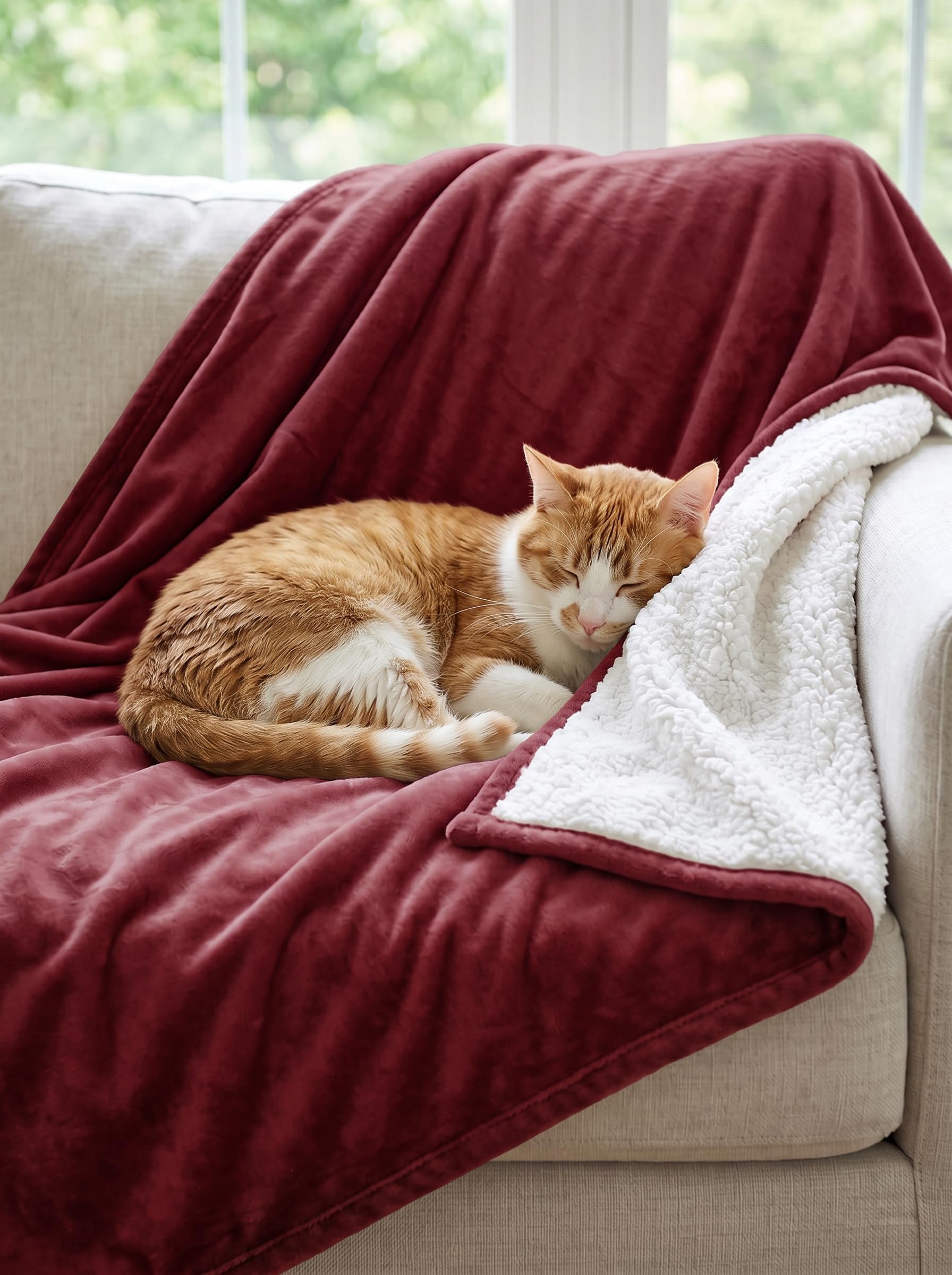 Utopia Bedding Coperta Sherpa [Rosso, 228x259 cm] - Coperta reversibile in pile caldo e spesso 480 GSM per letto, divano, divano, campeggio e viaggi