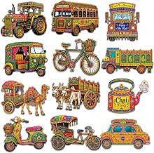 Rousrie Rajasthani Fridge Magnets Refrigerator Stylish | Fridge Decoration Items | Fridge Magnets Set | Stickers for Refrigerator | Set of 12