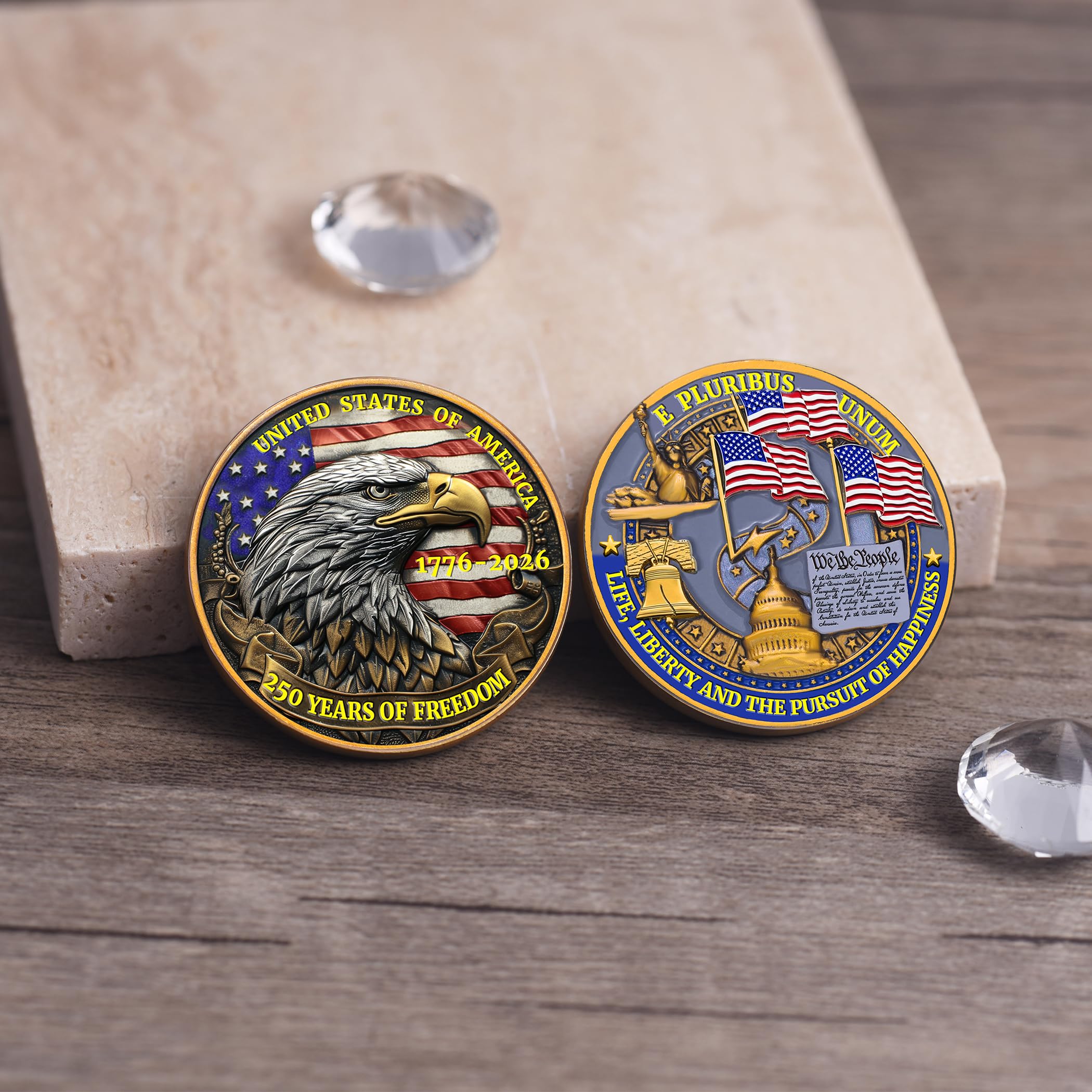 USA 250th Anniversary Commemorative Coin - American Eagle & Patriotic Symbols Collectible - America 250 Merchandise for Celebration & Gifting (1776-2026) (250 Eagle)