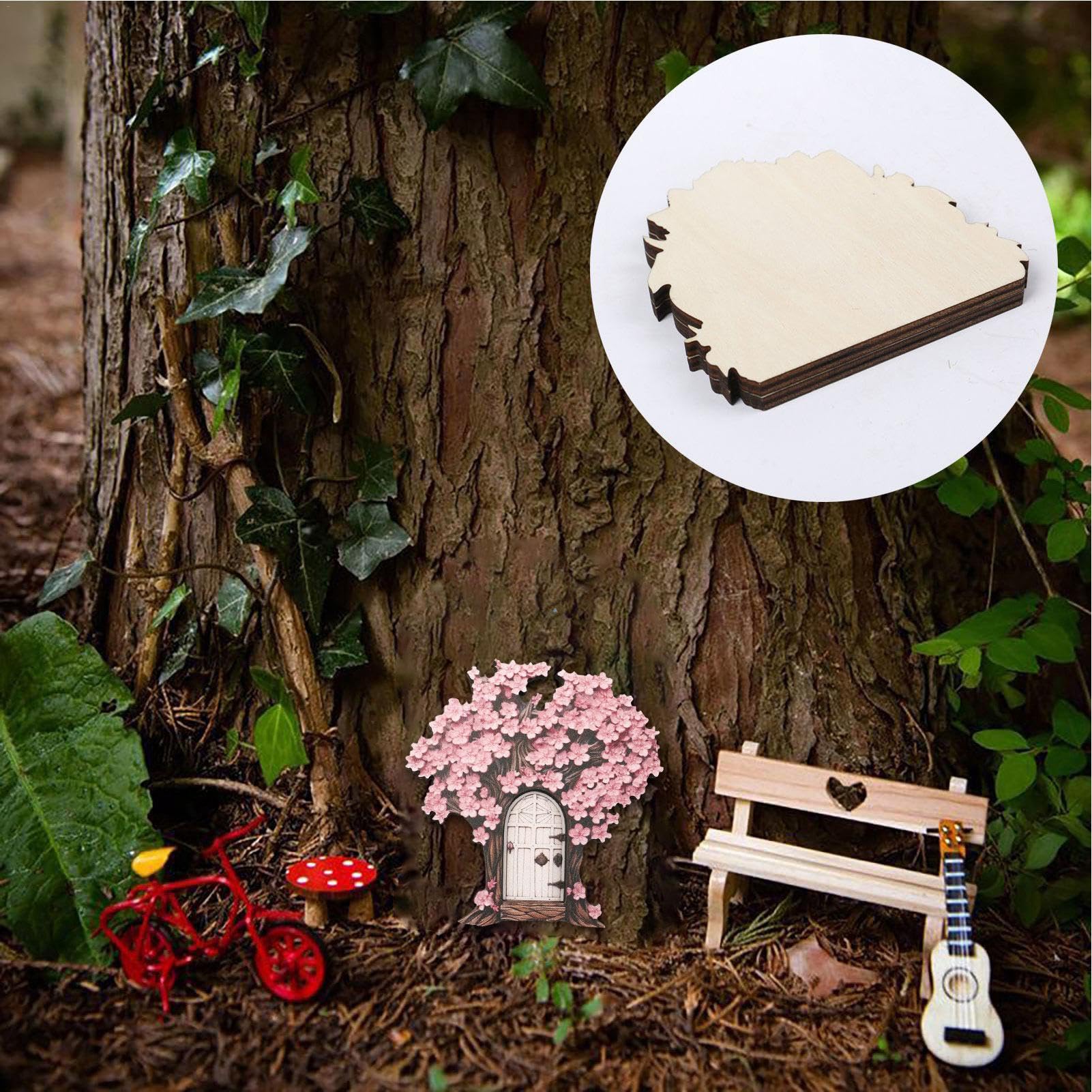 Puertas de Hadas para Árboles al Aire Libre,Puerta de Hadas para Pared | Puerta de hadas de jardín puerta de elfo de madera,aturas adorables de jardín de hadas, decoración de adornos de jardín para ho