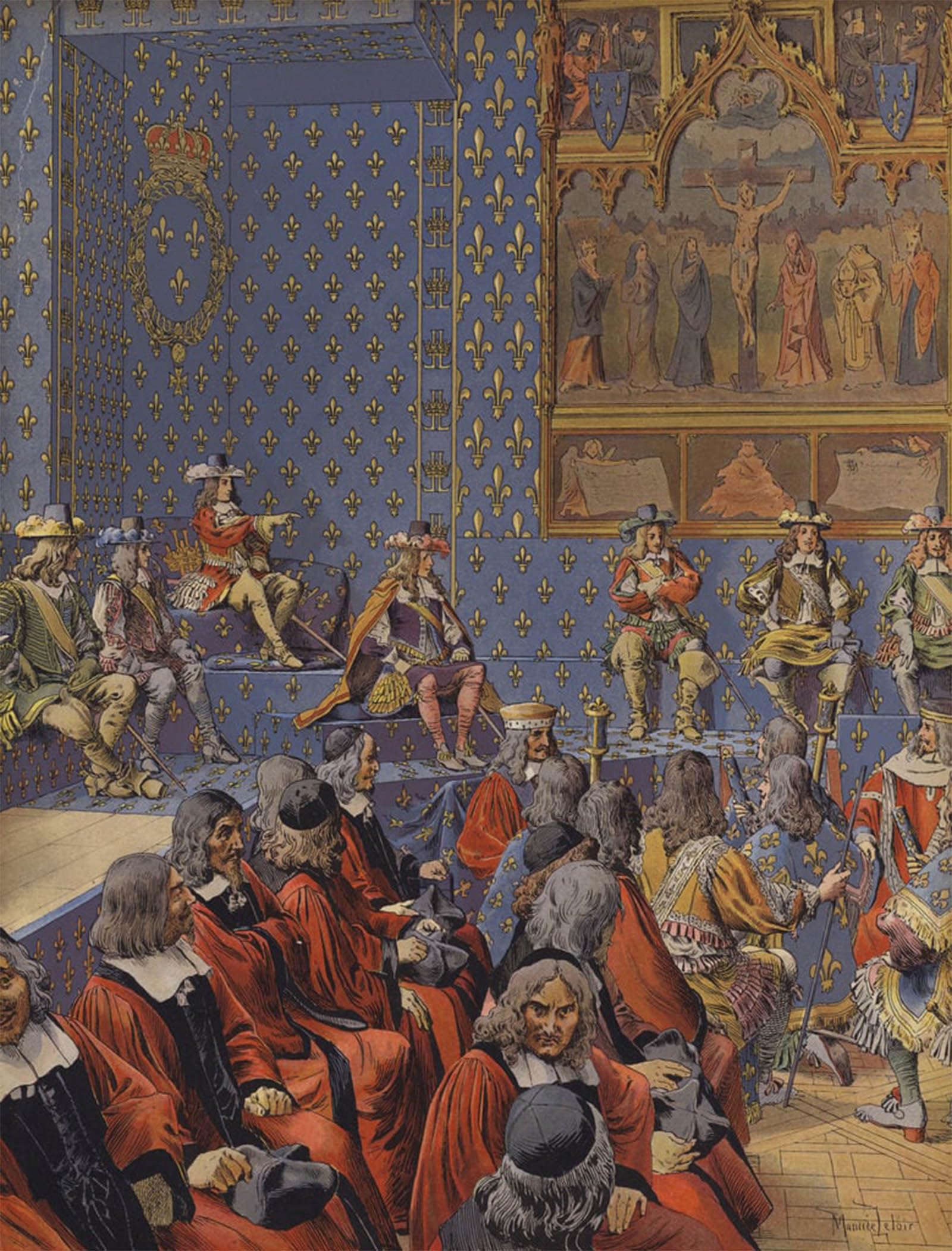 ARTXLXXBN Famous Art Print Poster Vintage Wall Art King Louis Xiv Sitting in Boots At Parliament by Maurice Leloir Canvas Art Poster for Home Decor 60x90cm