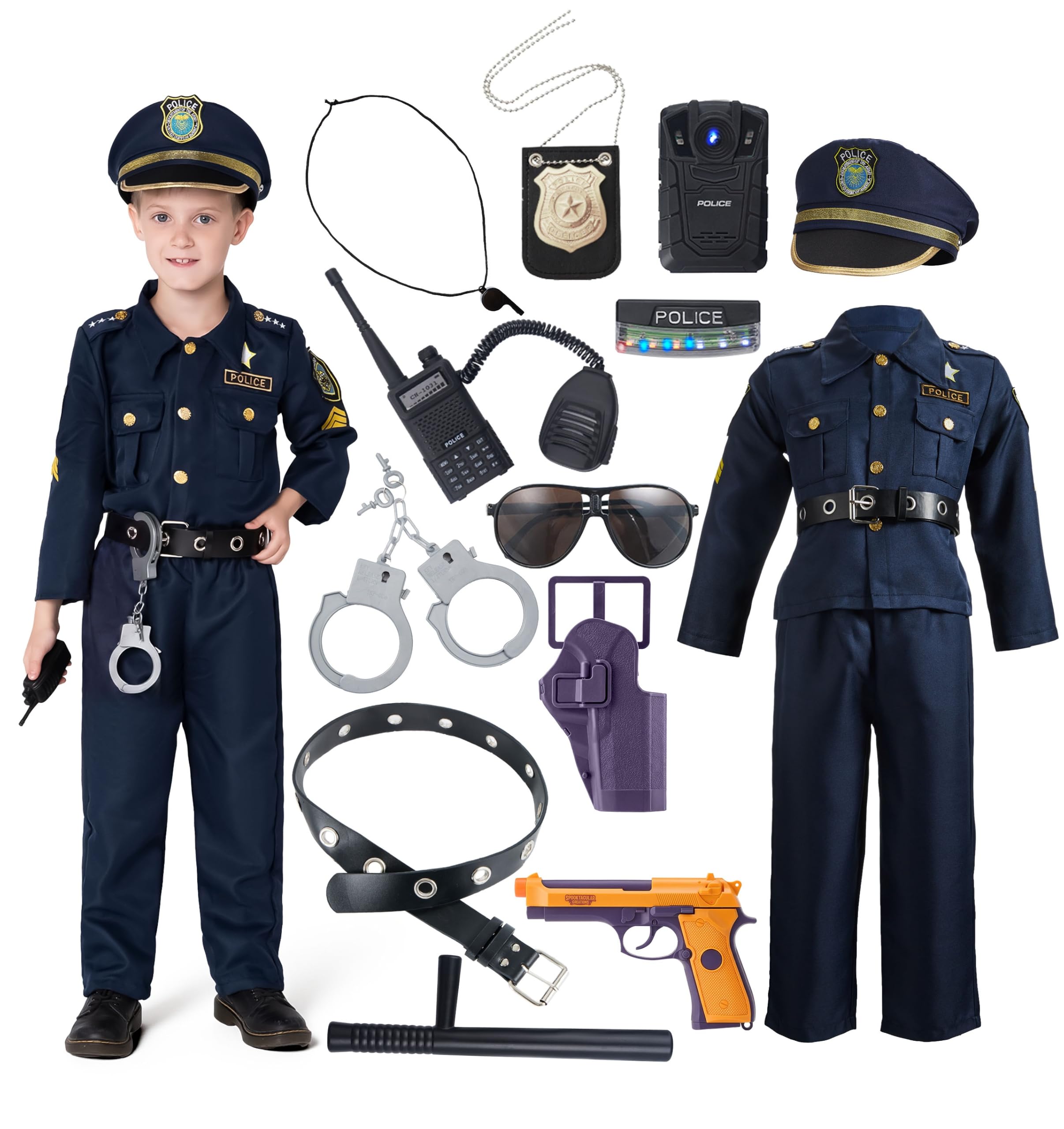 JOYIN Toy Halloween Toddler Police Costume, Police Officer Costume for Boys, Kids Cop Outfit for Halloween Pretend Roleplay