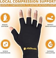Vista 3 de Fititude: Copper Infused Compression Gloves Half Finger Helps Recovery from Arthritis, Swelling, Joint, Hand Pain Relief