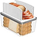 Upgrade Bread Slicer for Homemade Bread with Bread Box, Bread Slicing Guide Adjustable Width, Foldable and Compact Cutting Guide with Crumb Tray, Suitability for Homemade Bread, Bagels,Cakes