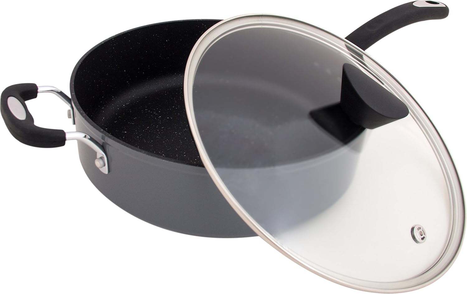 The Stone Earth All-In-One Sauce Pan by Ozeri -- 100% APEO, GenX, PFBS, PFOS, PFOA, NMP and NEP-Free German-Made Coating 5.3 Quarts Granite Gray
