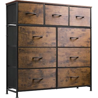 WLIVE Chest of Drawers with Drawers Komode Bedroom with 9 Fabric Drawers