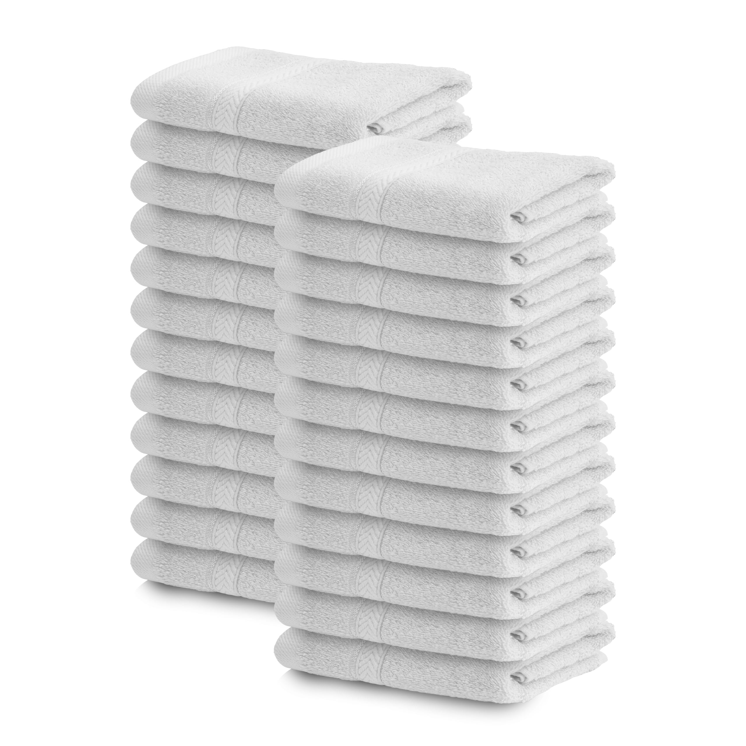 Luxury Face Towel Quality 30x30 cm, 100% Rich Cotton, 480GSM Super Soft, Pack of 24, Highly Absorbent Quick Dry, Ring Spun, White set,